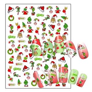 💌 BO/GO$6 Grinch Christmas Nail Stickers